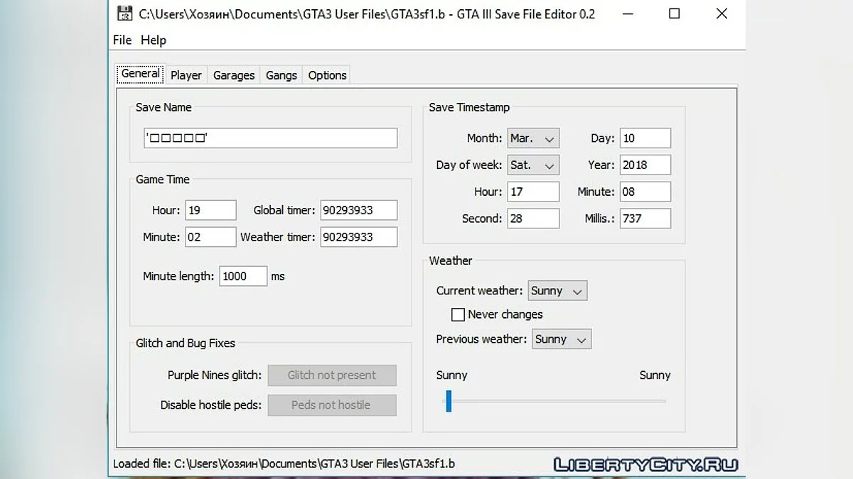 GTA 3 Save Editor 0.2 / GTA 3