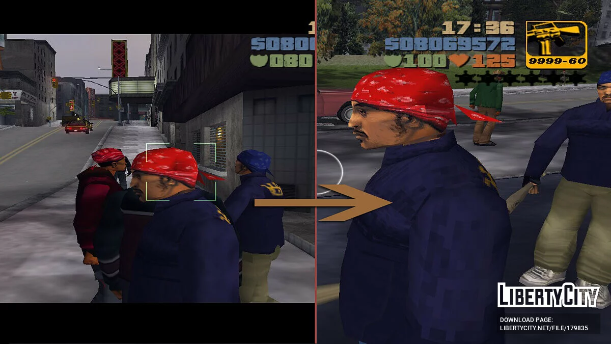 Убранные серьги у персонажей / GTA 3