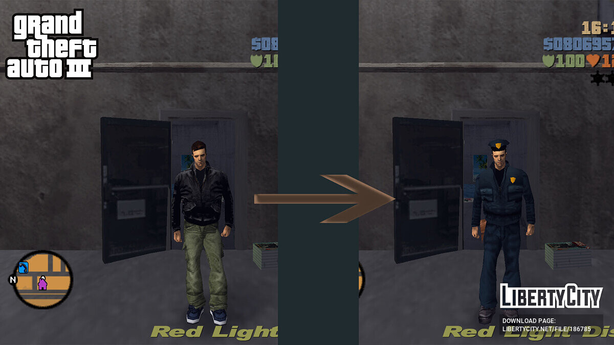Полицейская одежда для Клода для GTA 3 - Картинка #1