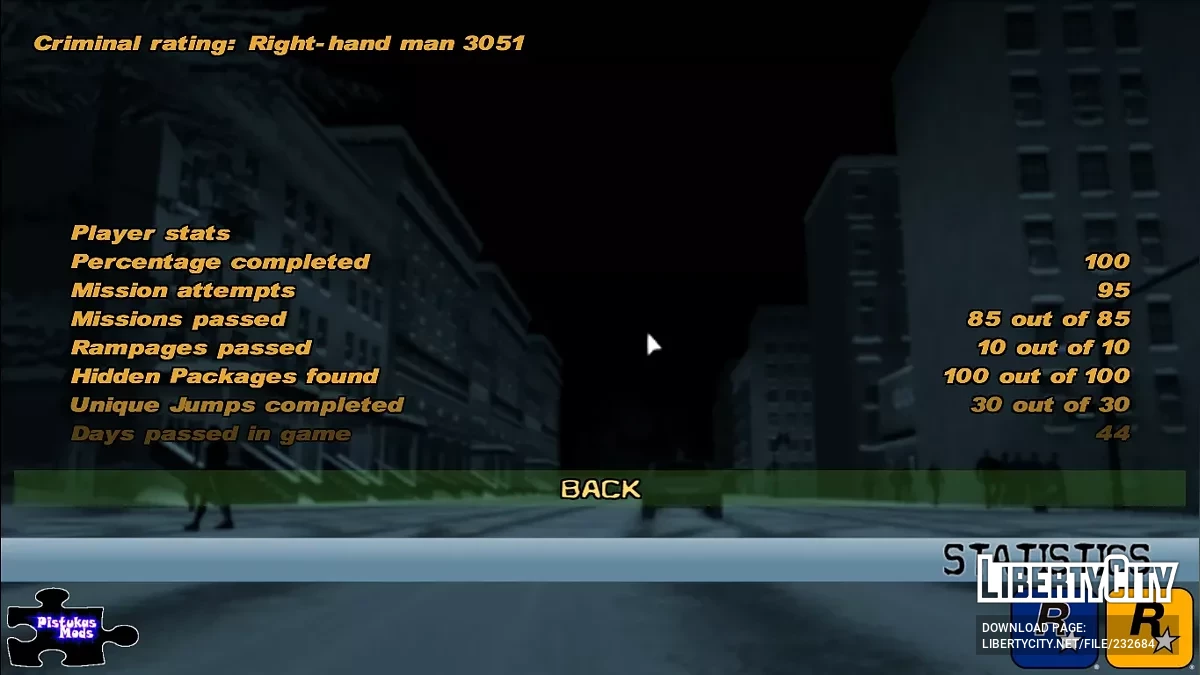 100% Сохранение для Frosted Winter Remastered / GTA 3