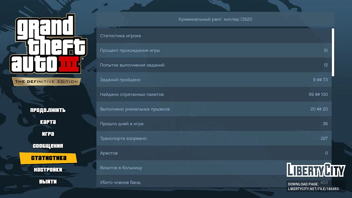 Пройденная игра на 51% / GTA 3: The Definitive Edition