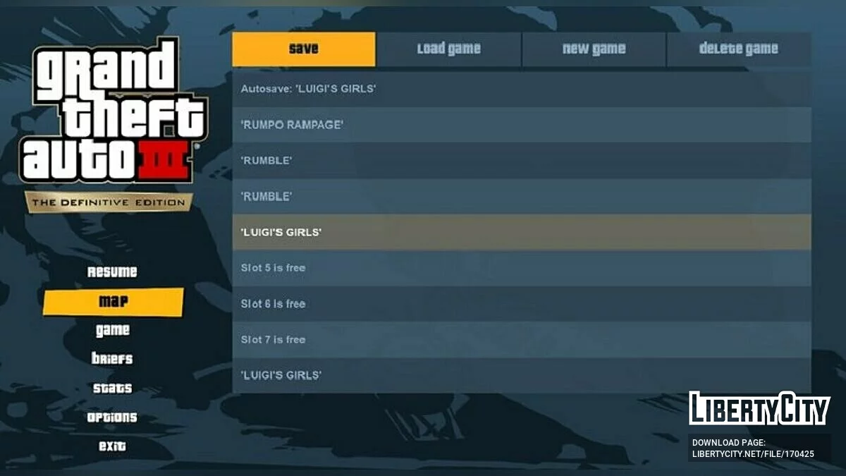Сохранить игру в любом месте / GTA 3: The Definitive Edition