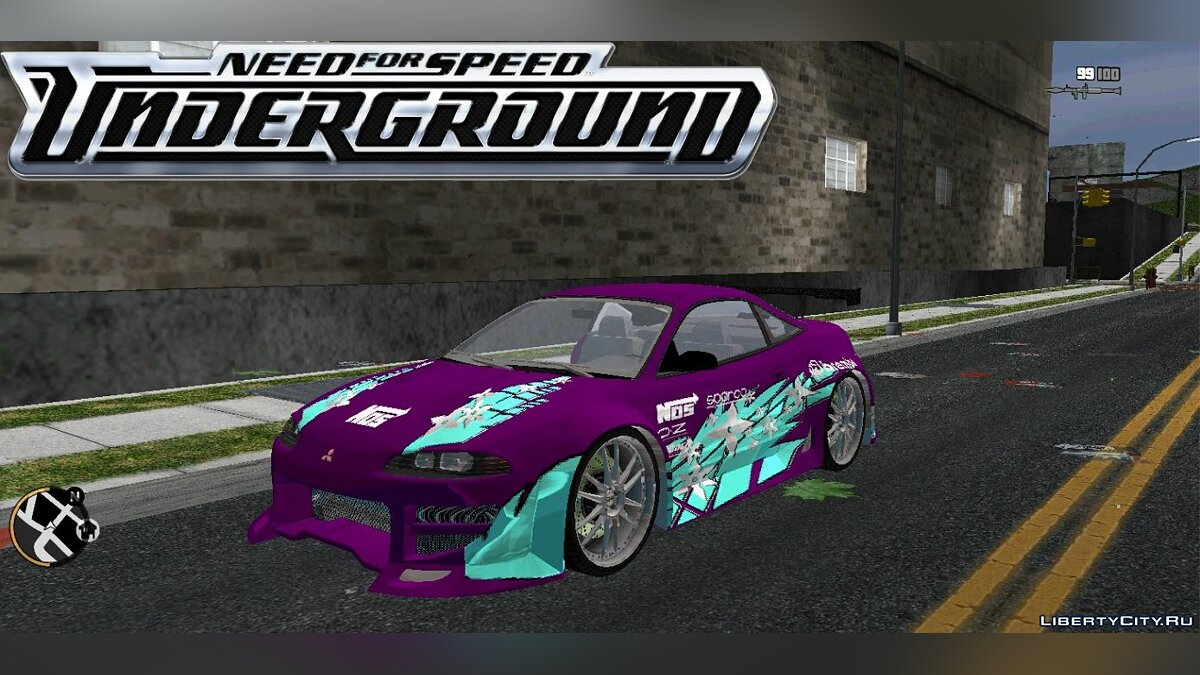 Mitsubishi Eclipse Motors из Need for Speed Underground  для GTA 3 (iOS, Android) - Картинка #2
