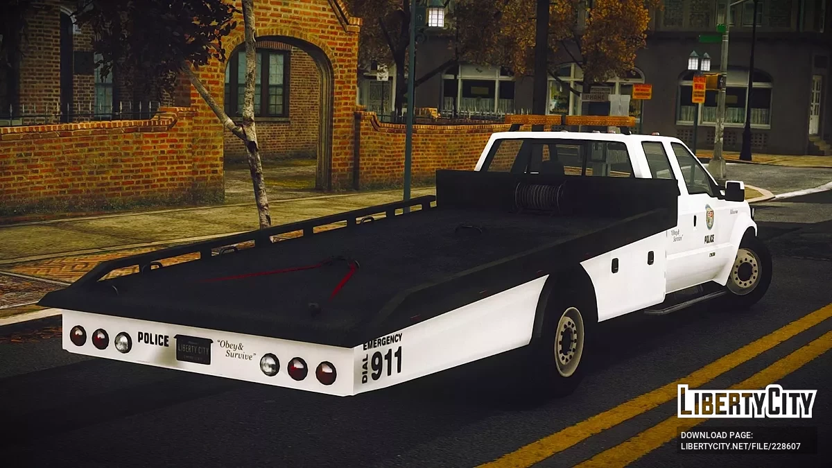 Vapid Sadler LSPD Ramp Truck [Addon / Moving Steering Wheel / 2 Liveries / LQ] / GTA 4