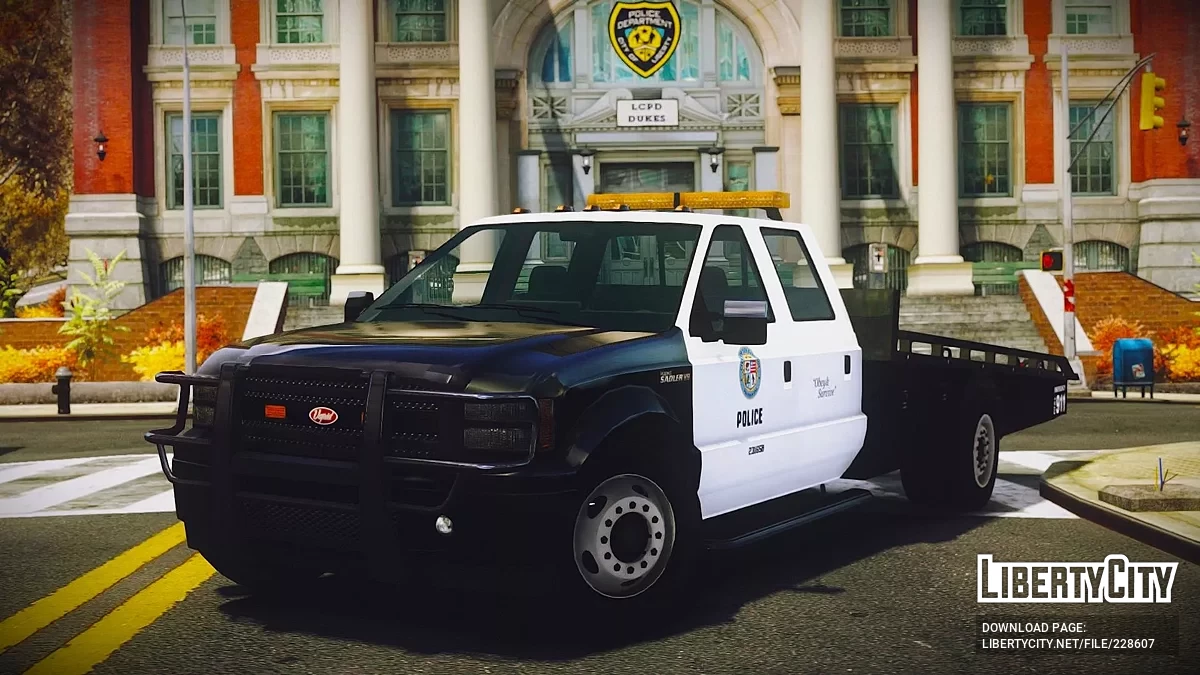 Vapid Sadler LSPD Ramp Truck [Addon / Moving Steering Wheel / 2 Liveries / LQ] / GTA 4