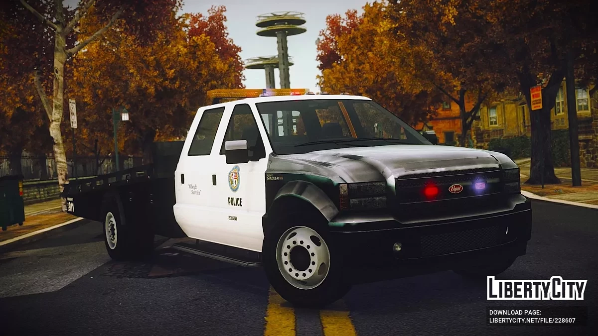 Vapid Sadler LSPD Ramp Truck [Addon / Moving Steering Wheel / 2 Liveries / LQ] / GTA 4