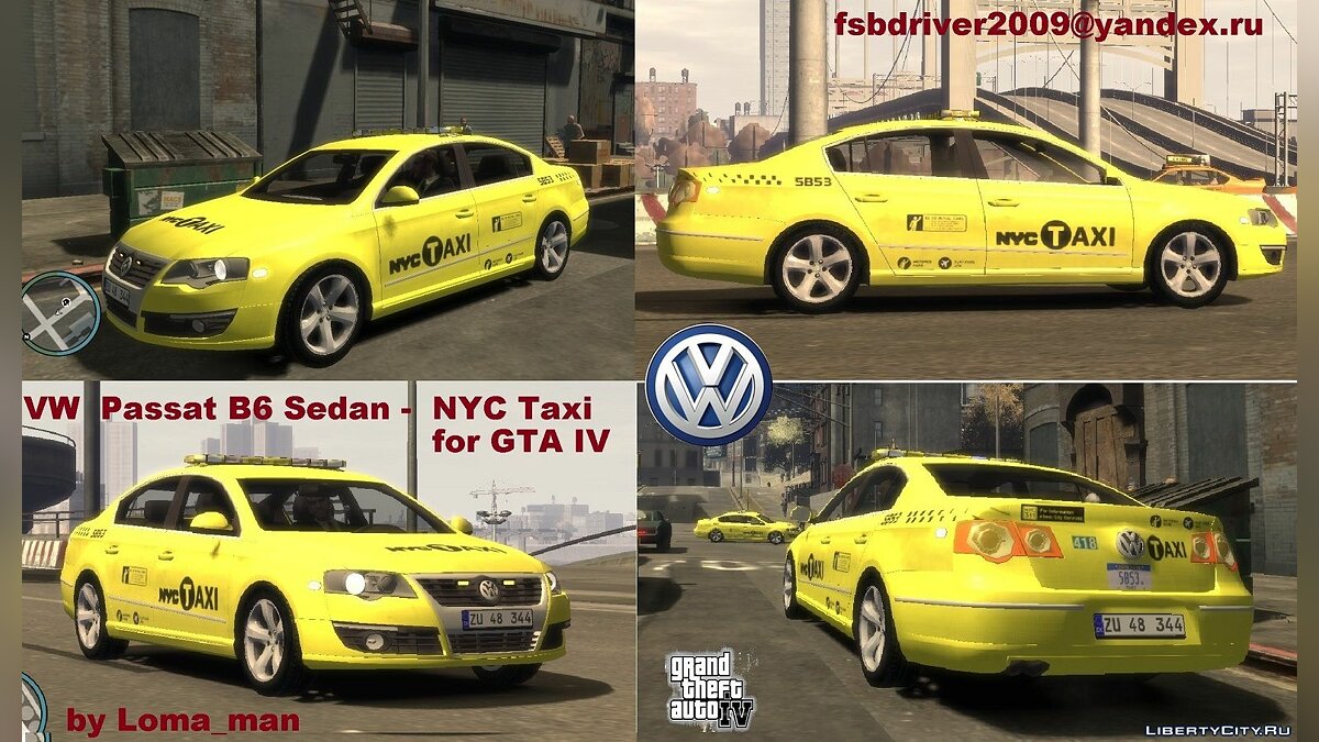 Скачать Volkswagen Passat B6 Sedan - NYC TAXI для GTA 4