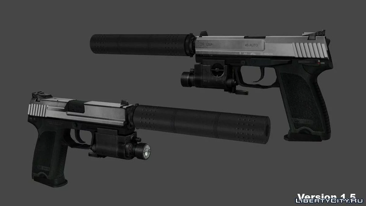 HK USP 45 with Working Flashlight v1.5 / GTA 4