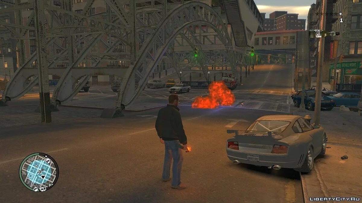 Blue Light For Molotov Explosion / GTA 4