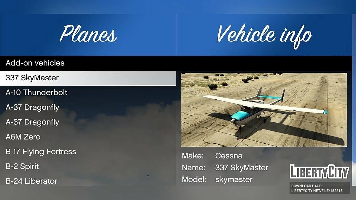 Cessna 337 SkyMaster [Add-On | OIV | Liveries] 1.0 / GTA 5