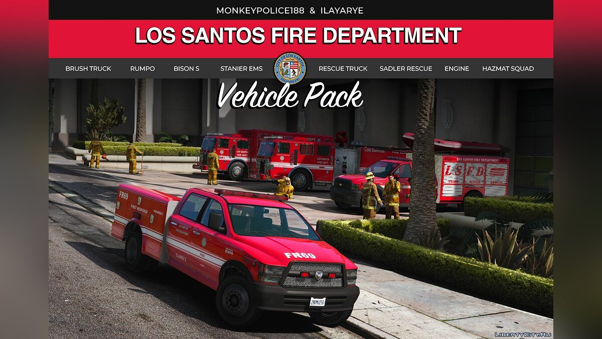 Скачать Los Santos Fire Department Vehicle Pack - Сборник машин пожарная  части Лос-Сантоса для GTA 5