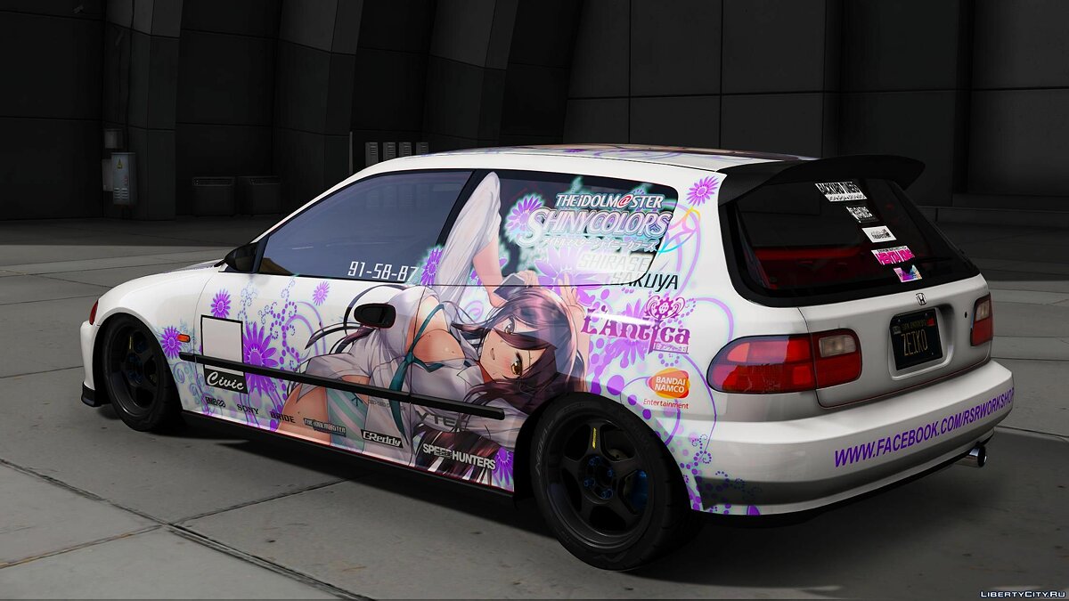 Скачать Shirase Sakuya Idolmaster Honda Civic EG itasha (4K) для GTA 5