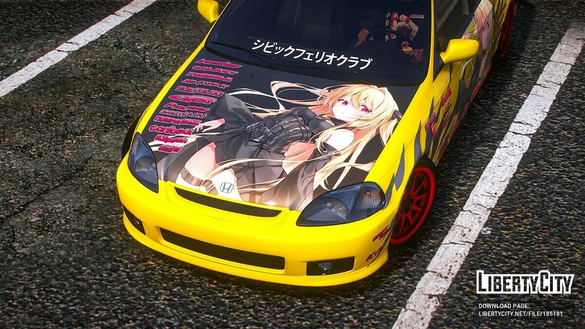 [Itasha] 2000 Honda Civic Ferio SiR / Vi-RS Konjiki no Yami To Love-Ru paintjob 1 / GTA 5