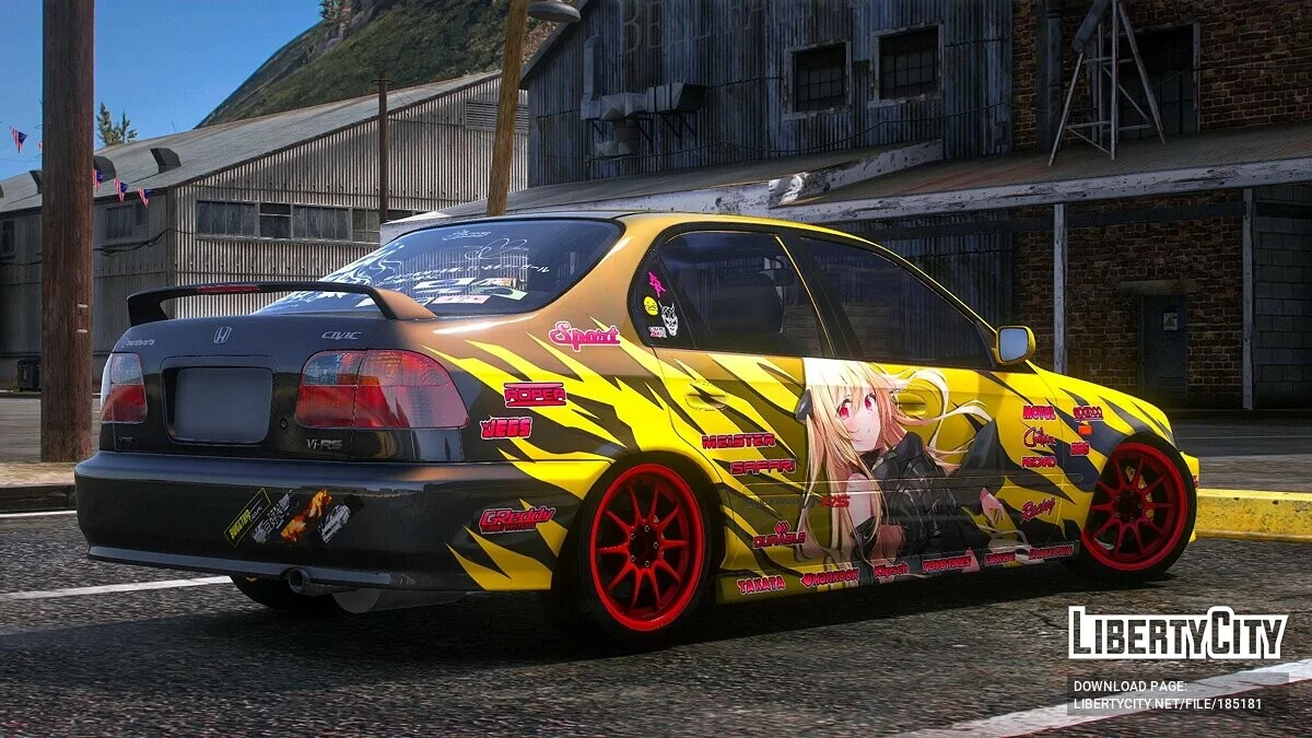[Itasha] 2000 Honda Civic Ferio SiR / Vi-RS Konjiki no Yami To Love-Ru paintjob 1 / GTA 5
