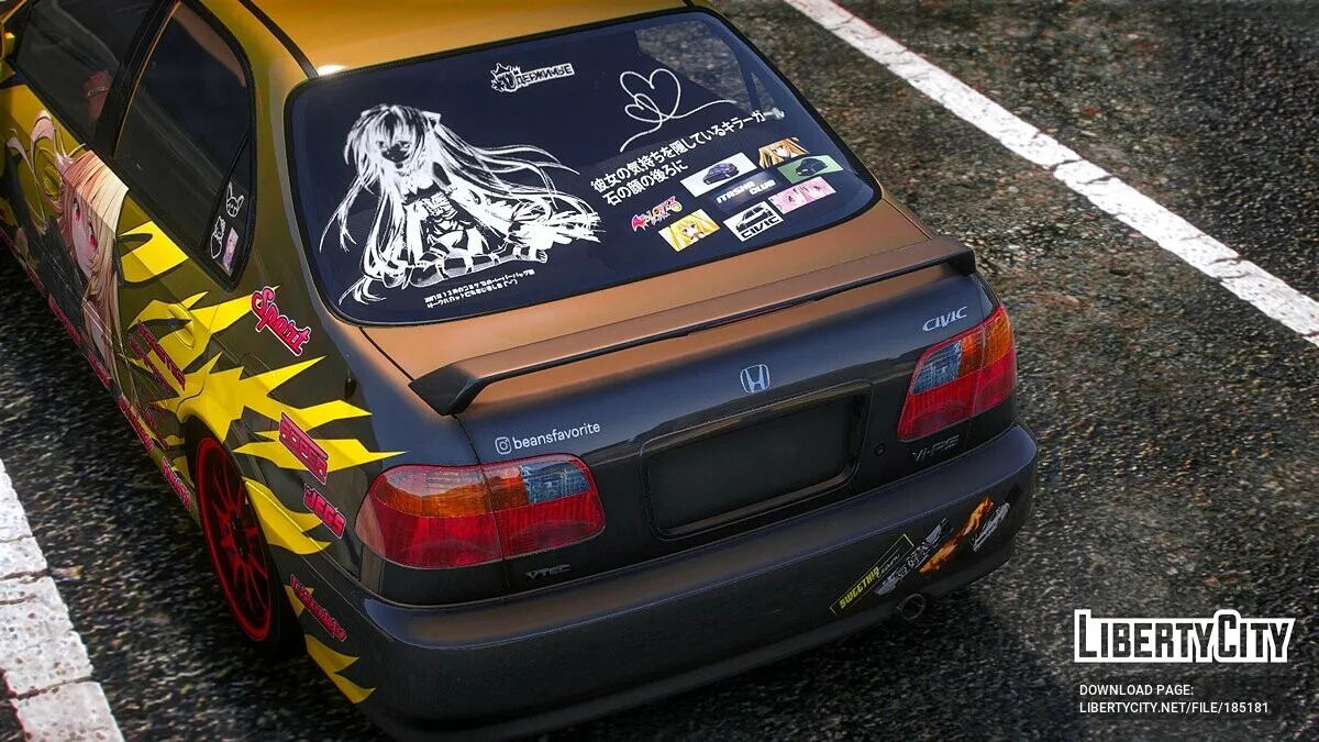 [Itasha] 2000 Honda Civic Ferio SiR / Vi-RS Konjiki no Yami To Love-Ru paintjob 1 / GTA 5