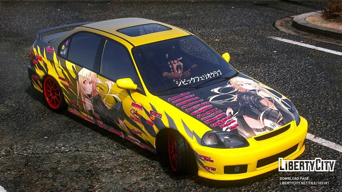 [Itasha] 2000 Honda Civic Ferio SiR / Vi-RS Konjiki no Yami To Love-Ru paintjob 1 / GTA 5