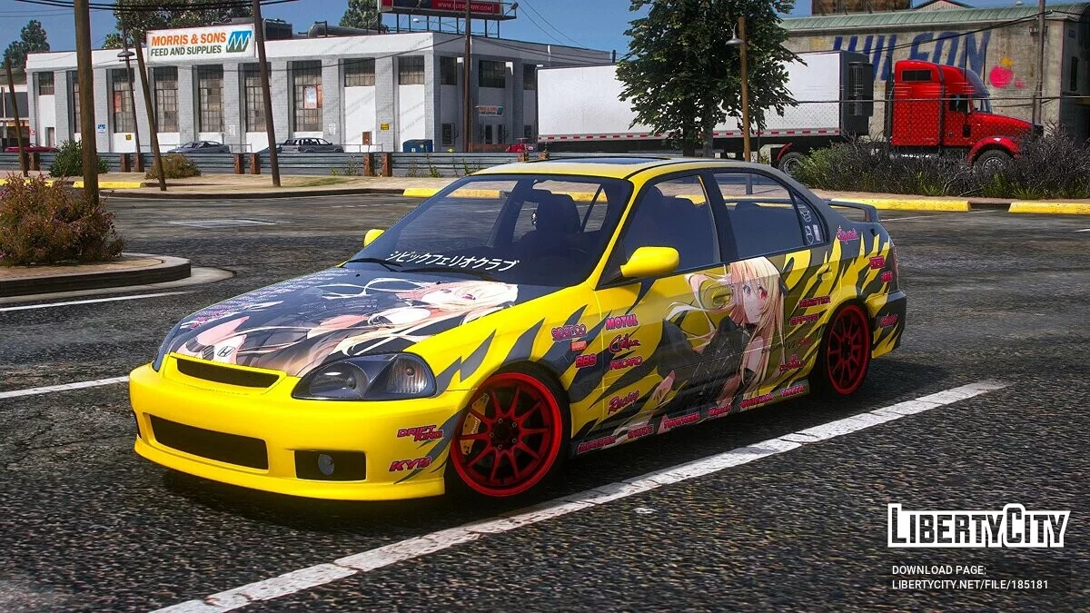 [Itasha] 2000 Honda Civic Ferio SiR / Vi-RS Konjiki no Yami To Love-Ru paintjob 1 / GTA 5