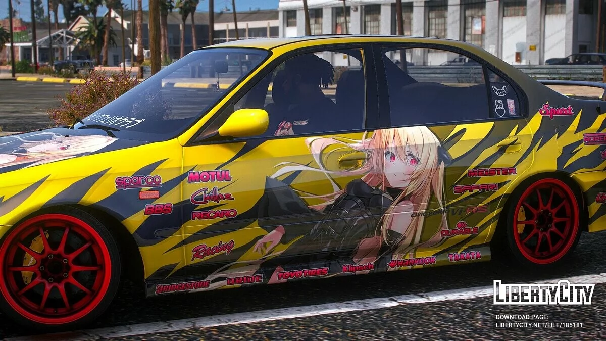 [Itasha] 2000 Honda Civic Ferio SiR / Vi-RS Konjiki no Yami To Love-Ru paintjob 1 / GTA 5