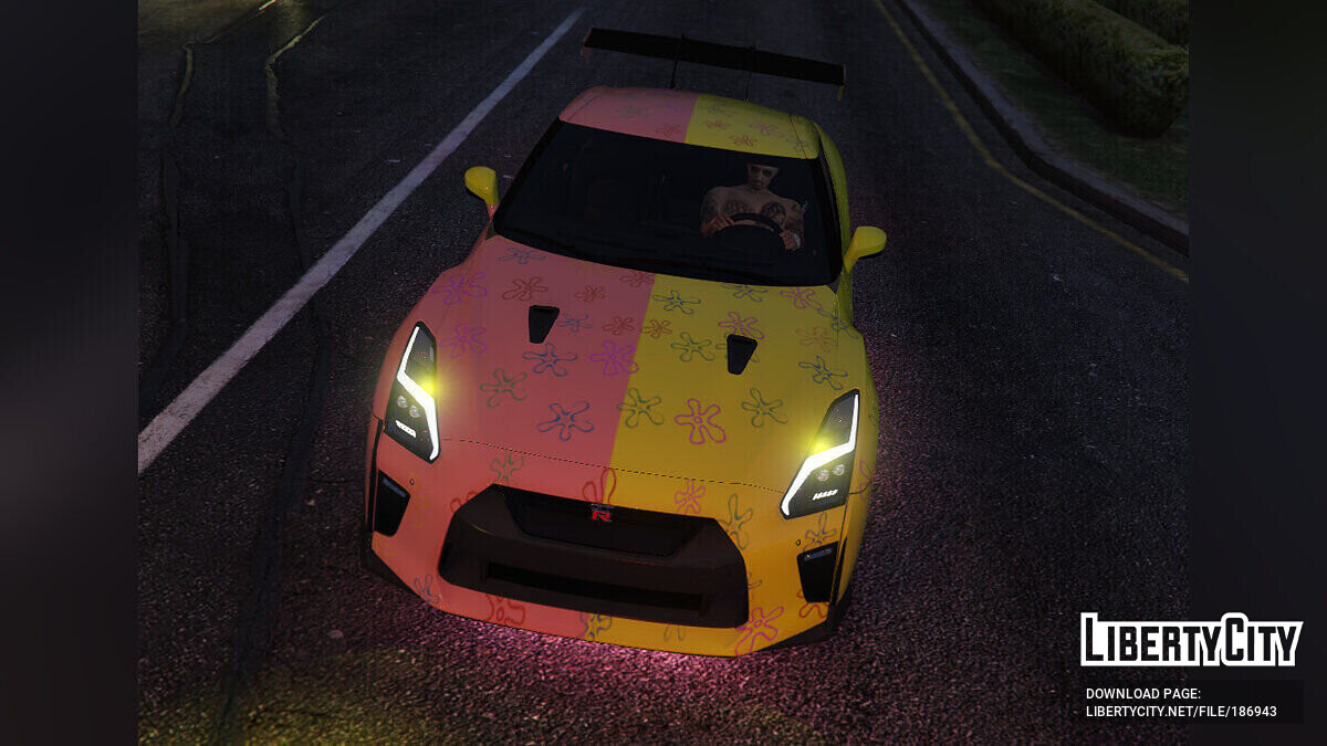 Скачать 2017 Nissan GTR R35 Spongebob And Patrick Livery 1.0 для GTA 5