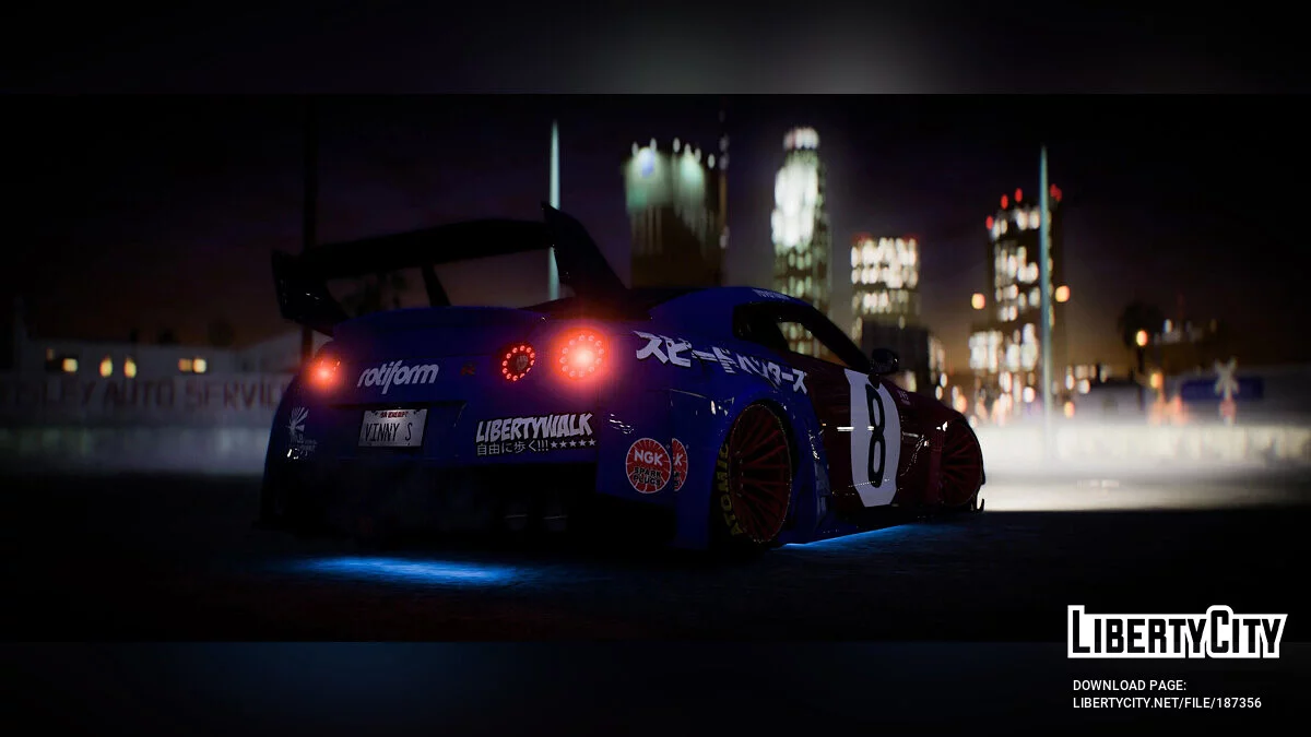 Hotwheels Inspired Racing Paintjob для Pitagora's Liberty Walk Nissan GTR R35 1.0 / GTA 5