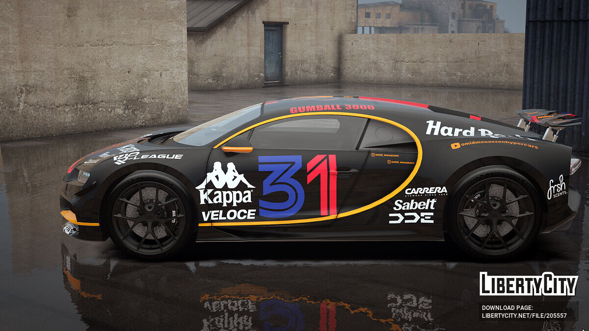 Скачать Bugatti Chiron Sport Gumball 3000 livery для GTA 5