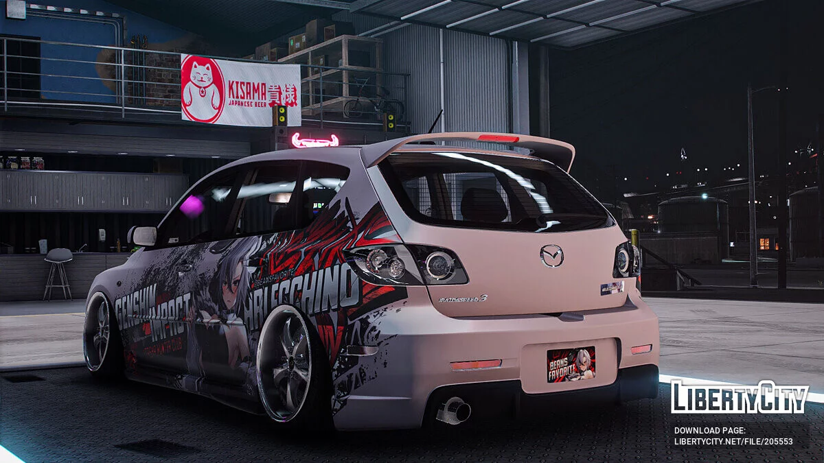 [Itasha] 2009 Mazda Speed 3 «Genshin Impact» Arlecchino paintjob / GTA 5