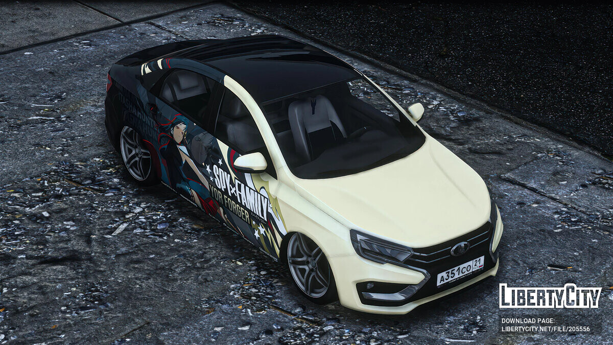 Скачать [Itasha] 2023 LADA VESTA NG «Spy x Family» Yor Forger paintjob для  GTA 5