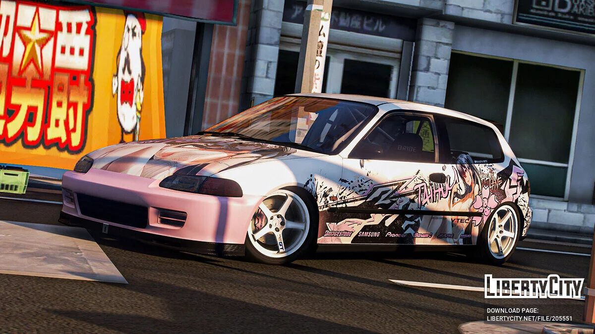 [Itasha] Honda Civic SIR (EG6) «Azur lane» Taihou paintjob / GTA 5