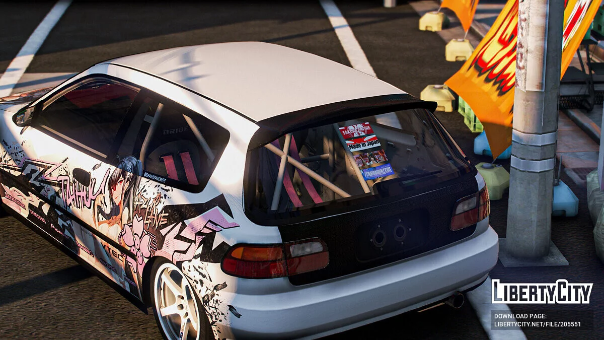 [Itasha] Honda Civic SIR (EG6) «Azur lane» Taihou paintjob / GTA 5