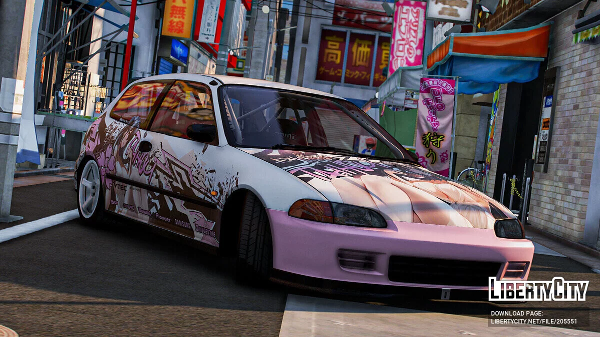 [Itasha] Honda Civic SIR (EG6) «Azur lane» Taihou paintjob / GTA 5