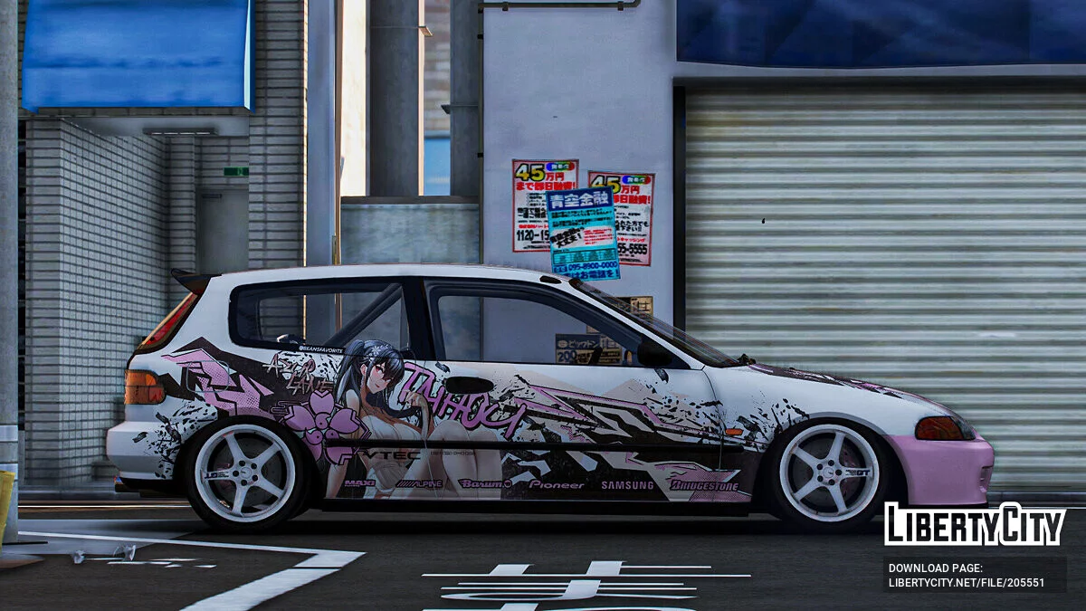 [Itasha] Honda Civic SIR (EG6) «Azur lane» Taihou paintjob / GTA 5