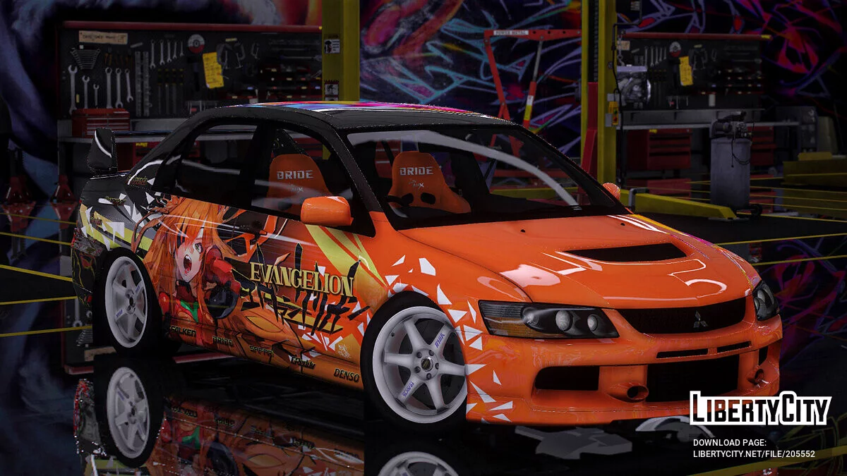 [Itasha] Mitsubishi Lancer Evolution IX 2005 «Evangelion» Asuka paintjob / GTA 5