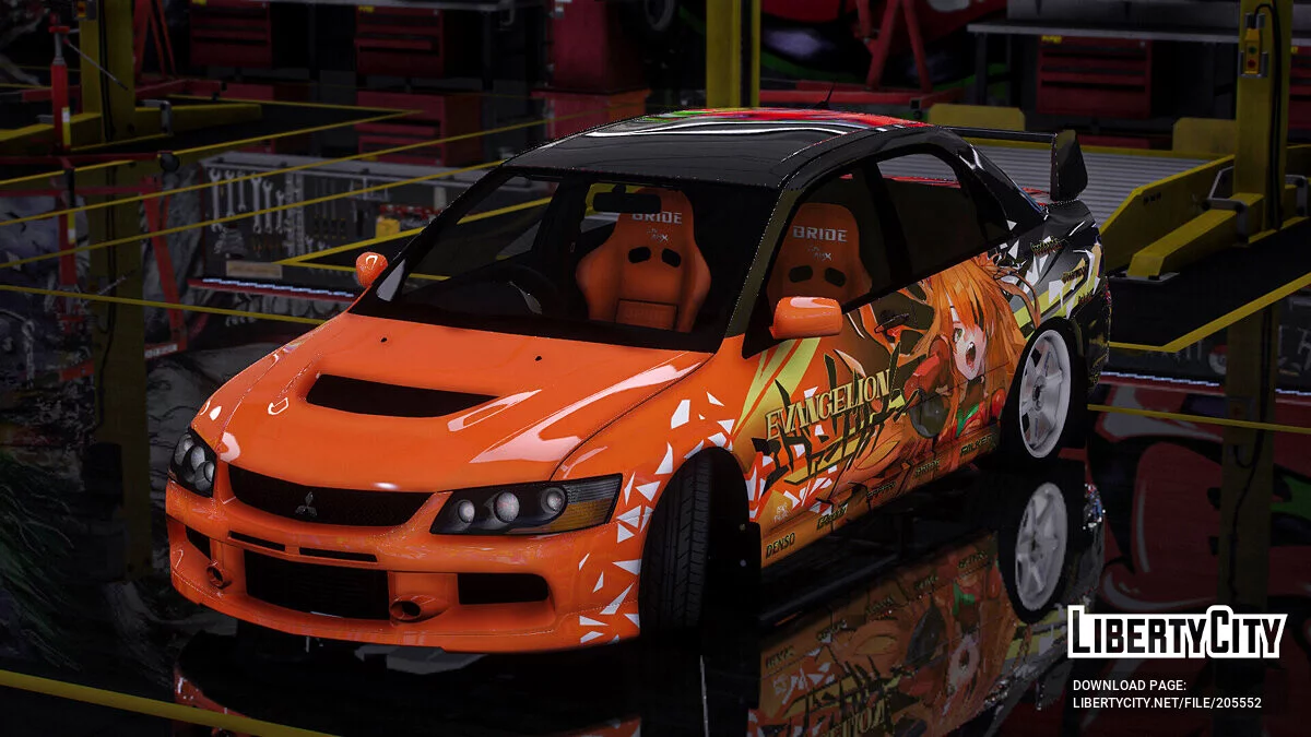 [Itasha] Mitsubishi Lancer Evolution IX 2005 «Evangelion» Asuka paintjob / GTA 5
