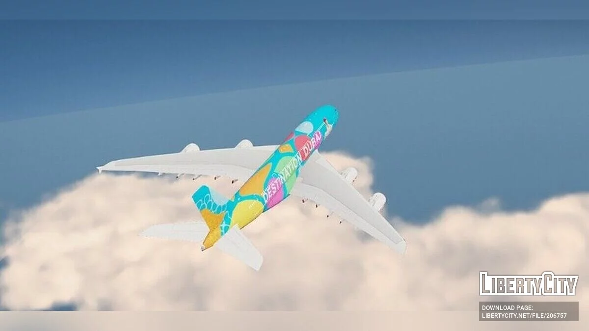 Ливрея Destinatioin Dubai для Airbus A380-800 Emirates / GTA 5