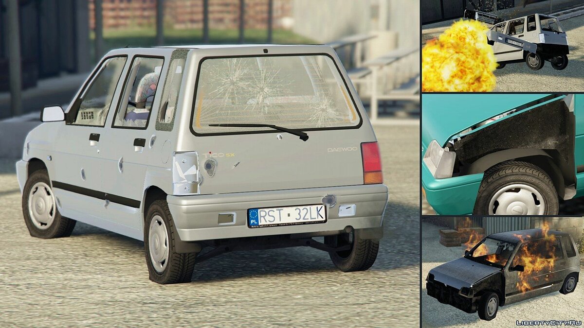 Скачать 1998 Daewoo-FSO Tico SX [Add-On + Tuning] для GTA 5