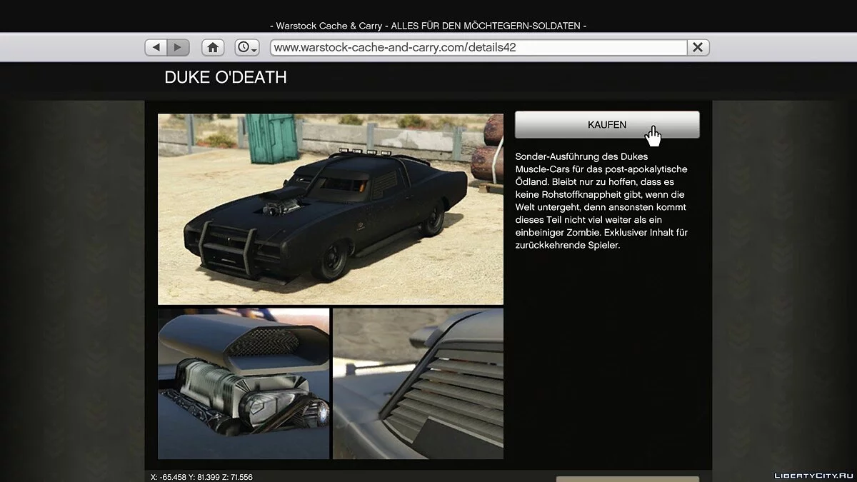 Buy Online/Special Vehicles in SP with game website 1.8 / GTA 5