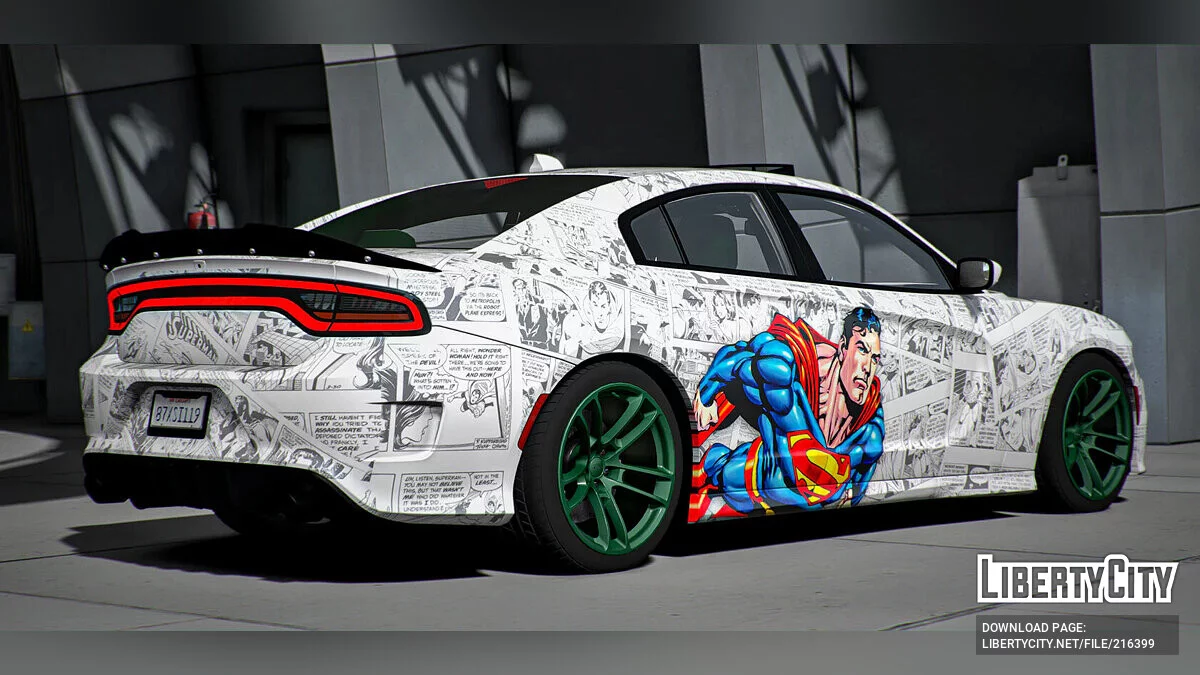 Dodge Charger Scatpack SuperBee Custom Slideshow DC Superman Comic Livery / GTA 5