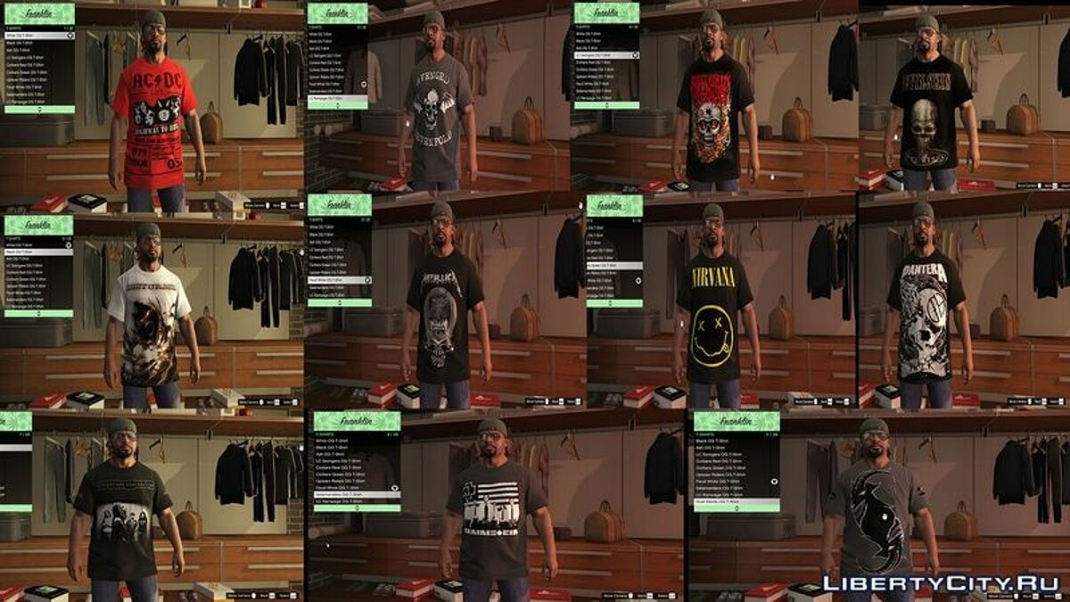 Скачать Rock/Metal Band Shirts для GTA 5