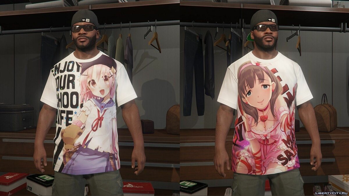 Скачать Franklin Japanese Anime T-shirt Pack 1.4 для GTA 5