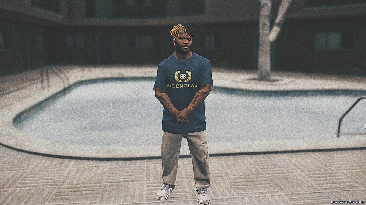 Футболка BALENCIAGA® NAVY BB CROWN LOGO / GTA 5