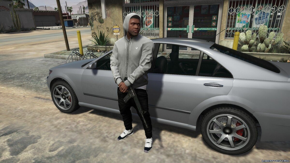 Скачать Худи Grey True Religion Zip Up для GTA 5