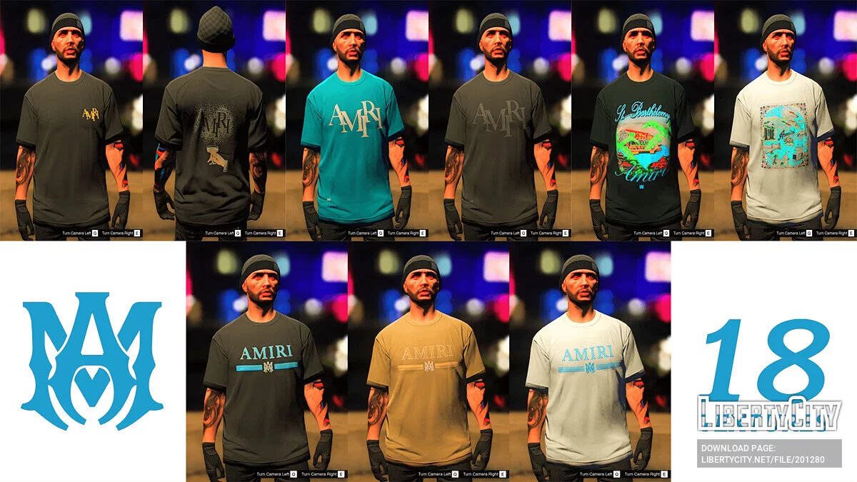 Amiri Graphic Tee's Pack For MP Males / GTA 5