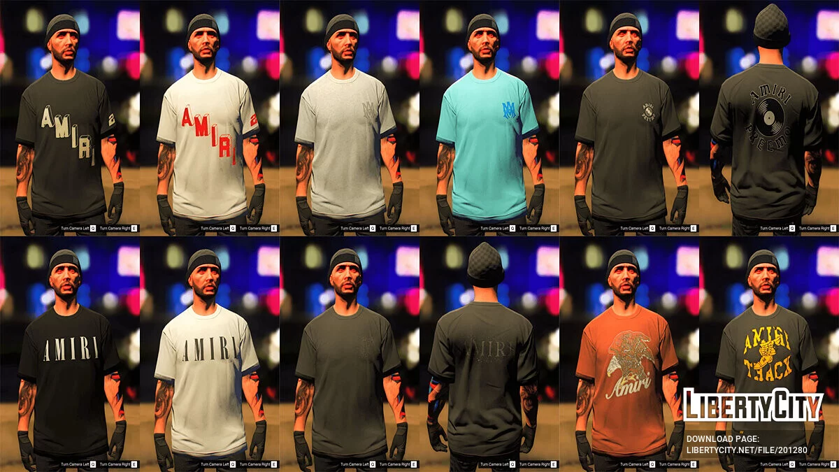 Amiri Graphic Tee's Pack For MP Males / GTA 5
