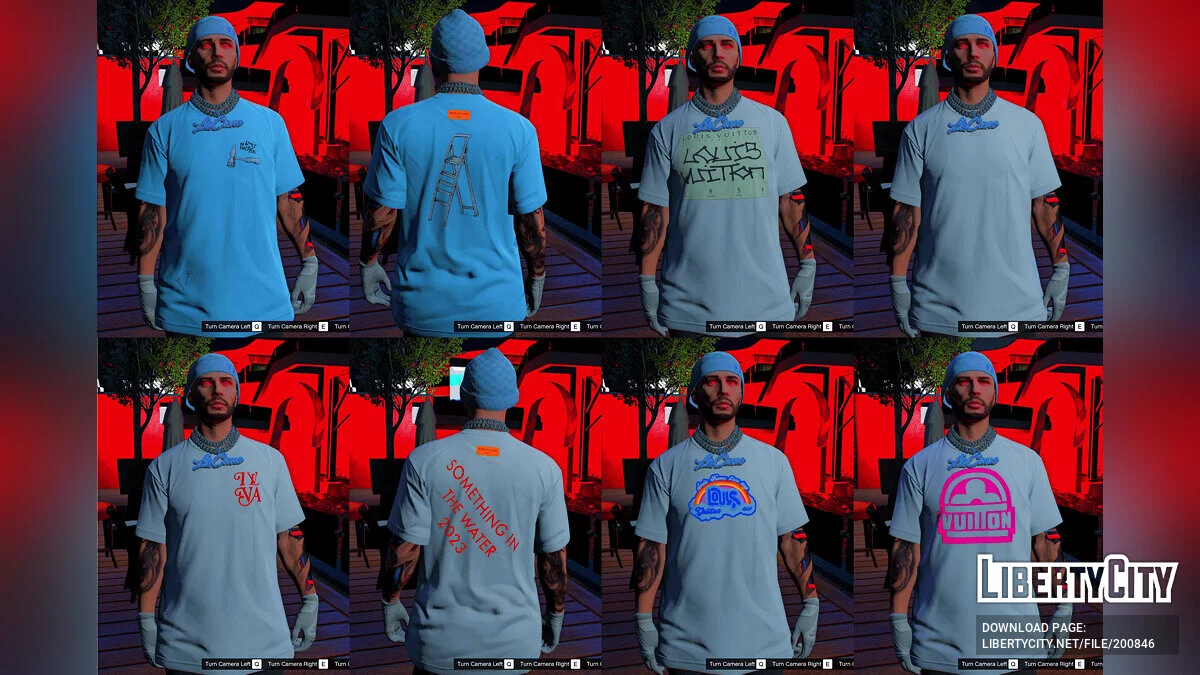 Пак футболок LV Graphic Tee для персонажа / GTA 5