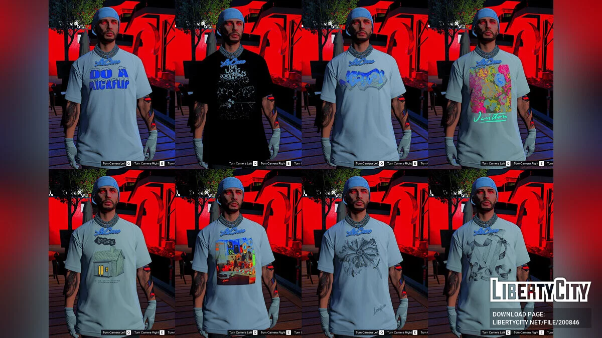 Пак футболок LV Graphic Tee для персонажа / GTA 5