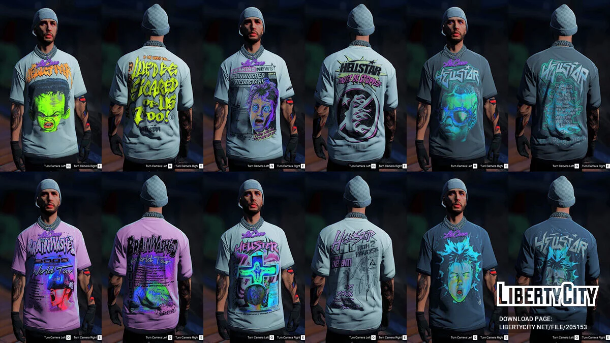 Сборник футболок HellStar Graphic Tee's (для мужских персонажей) / GTA 5