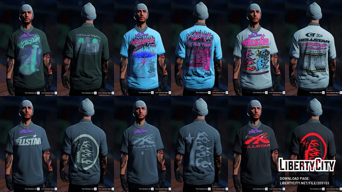 Сборник футболок HellStar Graphic Tee's (для мужских персонажей) / GTA 5
