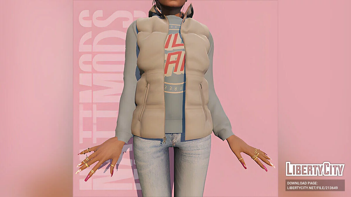 Hooded puffer vest для MP Female / GTA 5