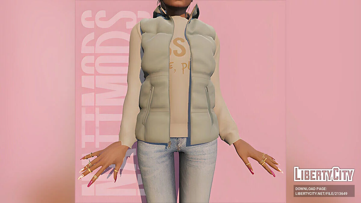 Hooded puffer vest для MP Female / GTA 5