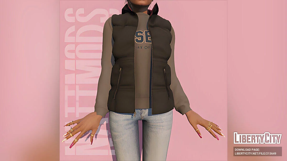 Hooded puffer vest для MP Female / GTA 5